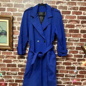 Vintage Diana Charles Royal Blue Wool Trench Coat